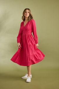Holiday Cove Dress in Hibiscus Stripe