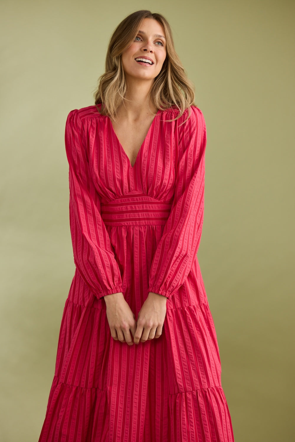Holiday Cove Dress in Hibiscus Stripe