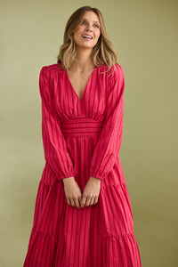 Holiday Cove Dress in Hibiscus Stripe