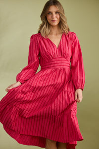 Holiday Cove Dress in Hibiscus Stripe