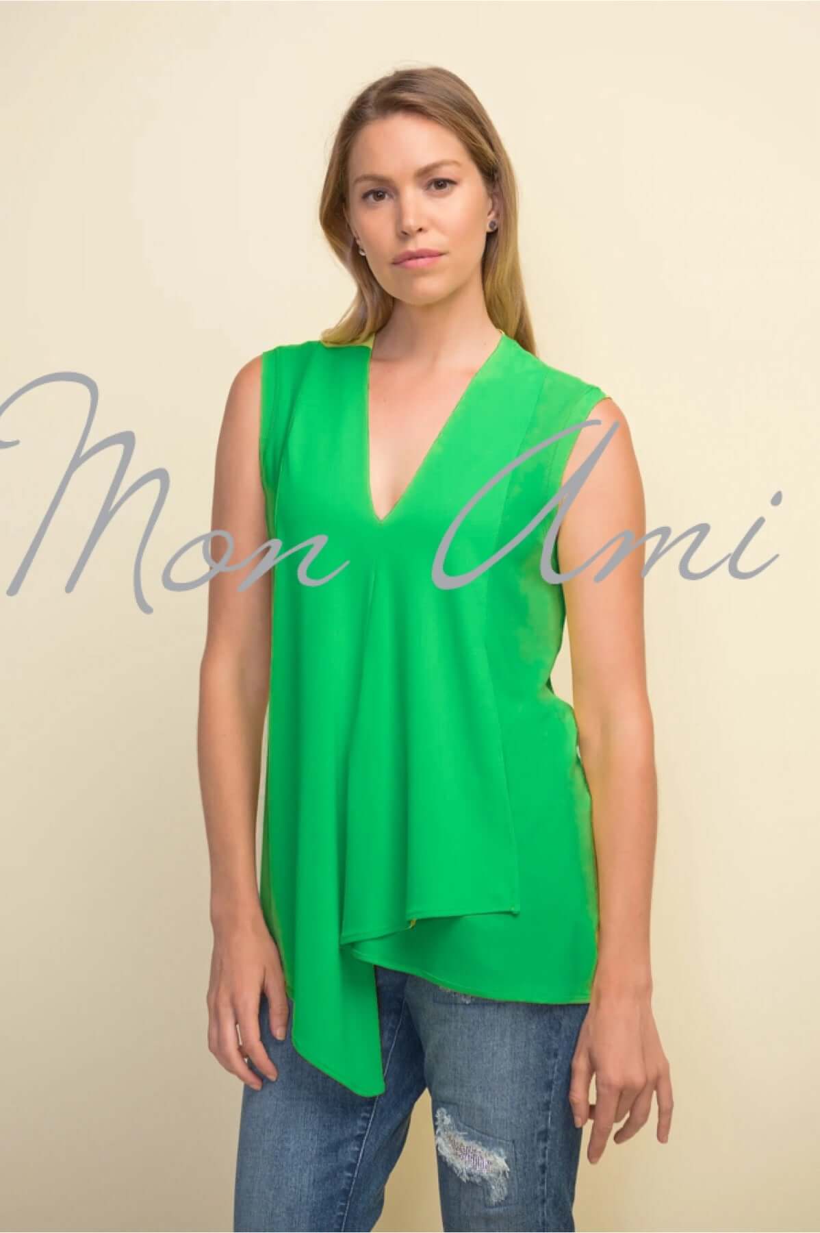 Joseph Ribkoff Classic Asymmetrical Top in Island Green 161060