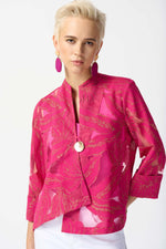Signature by Joseph Ribkoff Tropical Jacquard 2pce in Pink Gold 242219