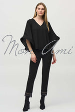 Joseph Ribkoff Statement Sleeve Top in Black 244179