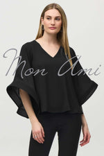 Joseph Ribkoff Statement Sleeve Top in Black 244179