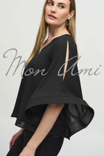 Joseph Ribkoff Statement Sleeve Top in Black 244179