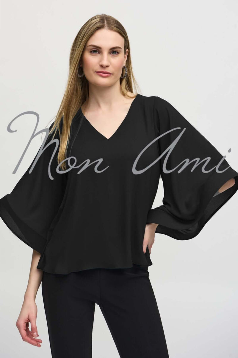 Joseph Ribkoff Statement Sleeve Top in Black 244179