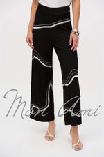 Joseph Ribkoff Jacquard Culotte Pant in Black Ecru 252931