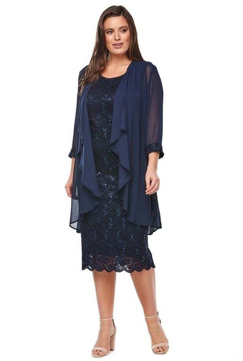 Layla Jones Sequin Lace Dress & Jacket in Midnight