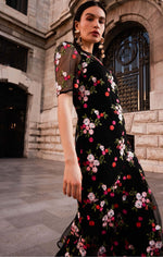 Sacha Drake Miss Saigon Dress in Black Embroidered Floral