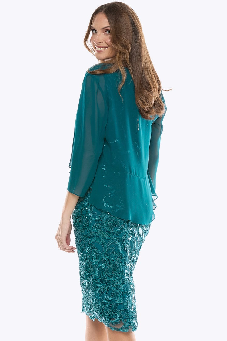 Jesse Harper Beaded Dress & Bolero in Emerald JH0608