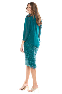 Jesse Harper Beaded Dress & Bolero in Emerald JH0608
