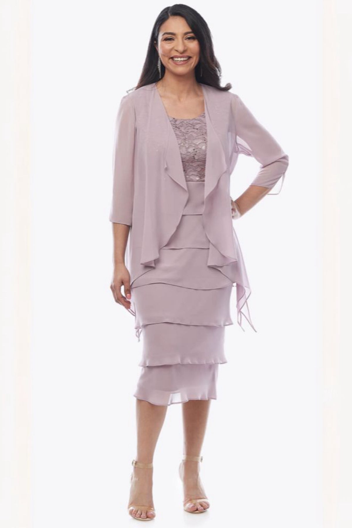 Jesse Harper Layered Dress & Jacket in Rose JH0458