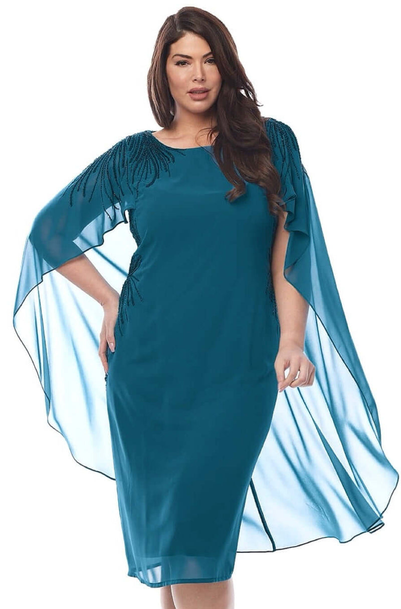 Layla Jones Cape Dress in Emerald LJ0329