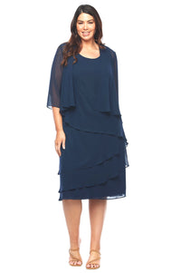 Layla Jones Chiffon Dress & Shrug in Midnight LJ0359
