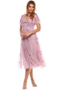 Zaliea Beaded Dress in Rose Z0393