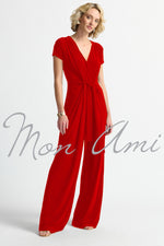 Joseph Ribkoff Belted Jumpsuit in Lipstick Red 242149