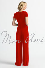 Joseph Ribkoff Belted Jumpsuit in Lipstick Red 242149