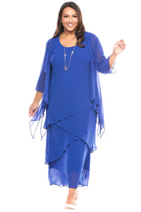 Layla Jones Chiffon Dress & Jacket in Royal LJ0148