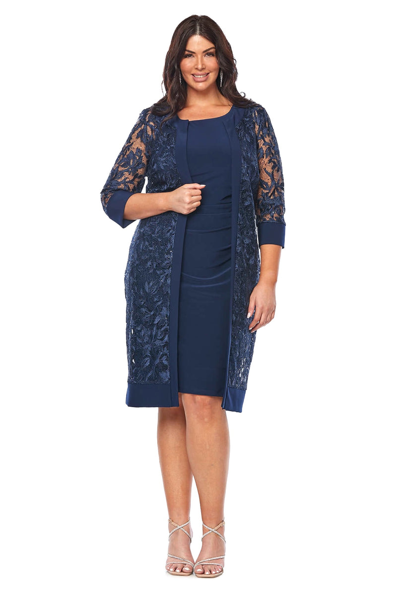 Layla Jones Ruched Dress & Lace Jacket in Midnight  LJ0556