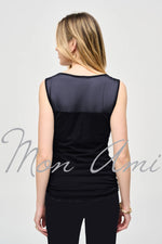 Joseph Ribkoff Mesh Fitted Top in Midnight 243104