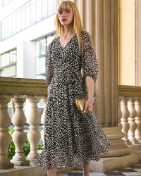 Sacha Drake CLOUDLAND Wrap Dress in Black White Spot