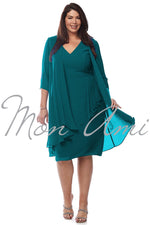 Layla Jones Waterfall Dress & Jacket in Emerald LJ0447