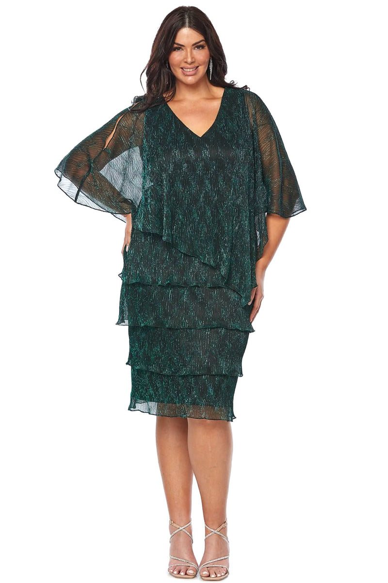 Layla Jones Shimmer Cape Dress in Black Jade LJ0553