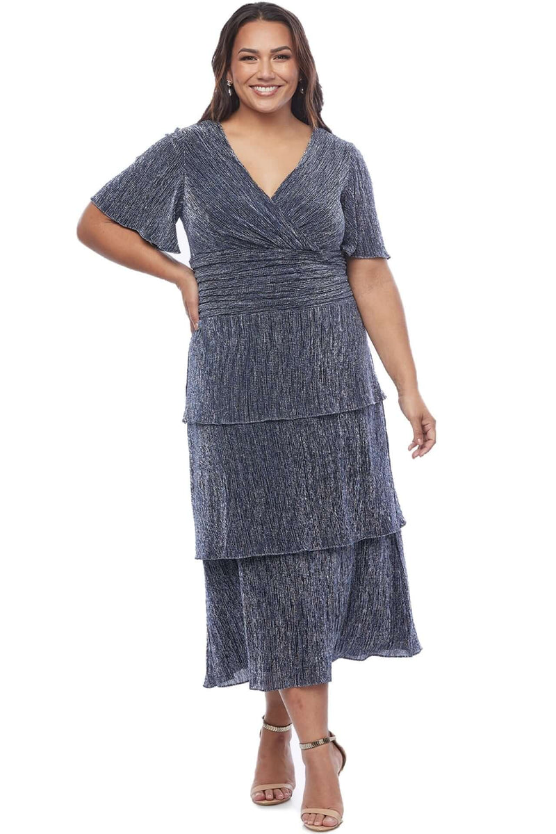 Layla Jones Shimmer Tiered Maxi in Midnight Silver LJ0596