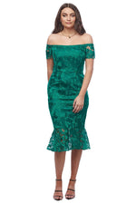 Zaliea Off The Shoulder Dress in Jade Lace Z0411