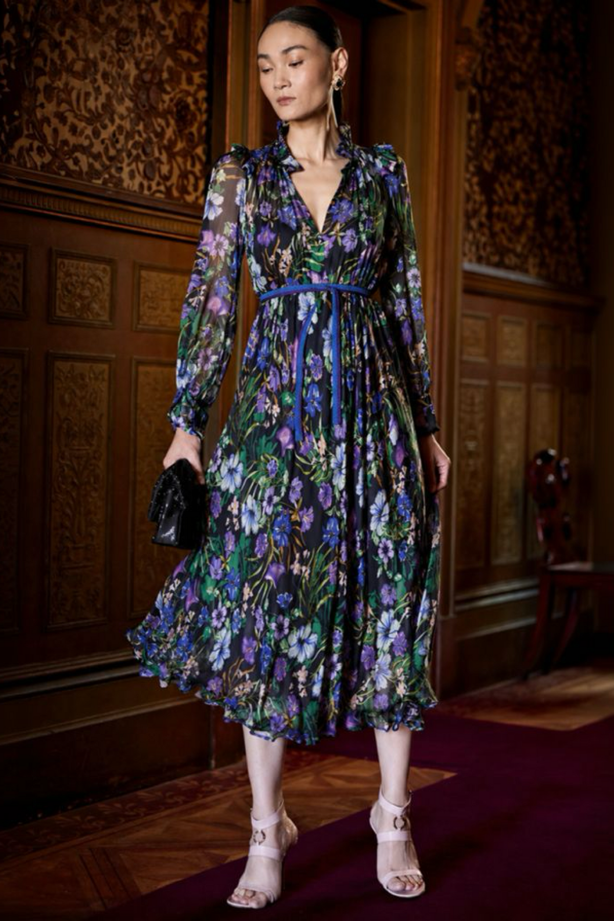 Sacha Drake VIOLETTA Midi Dress in Violet Floral