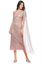 Zaliea One Shoulder Beaded Dress in Tea Rose Z0297