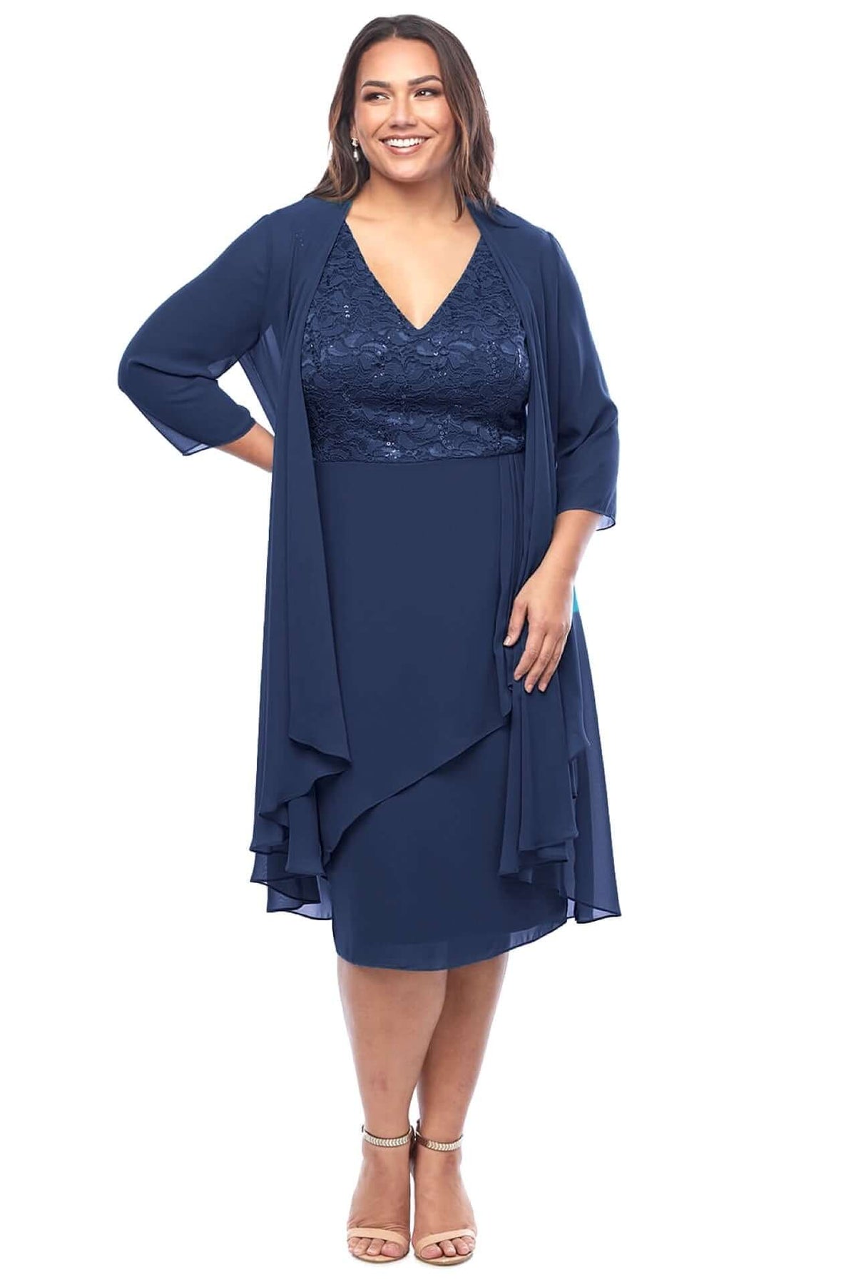 Layla Jones Waterfall Dress & Jacket in Midnight LJ0584