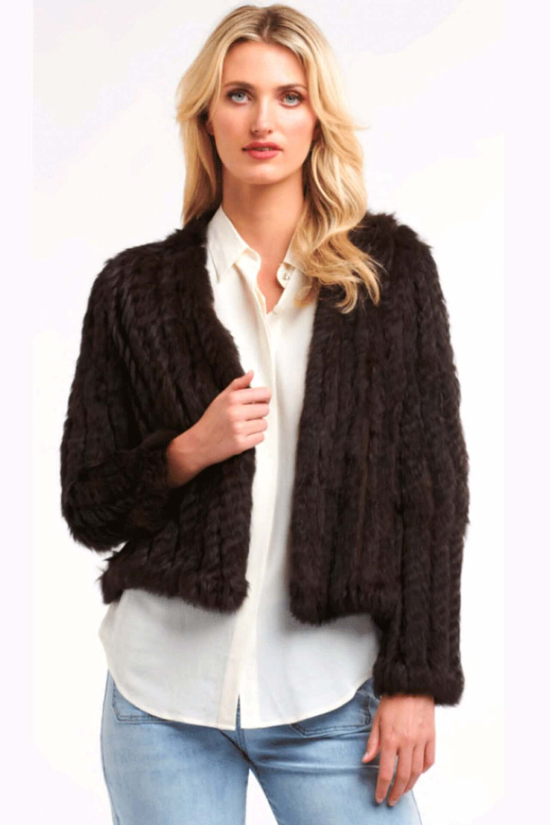 365 Days Rabbit Fur Short Jacket in Merlot