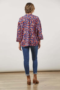 Isle of Mine Romance Ruffle Blouse in Azure Bloom