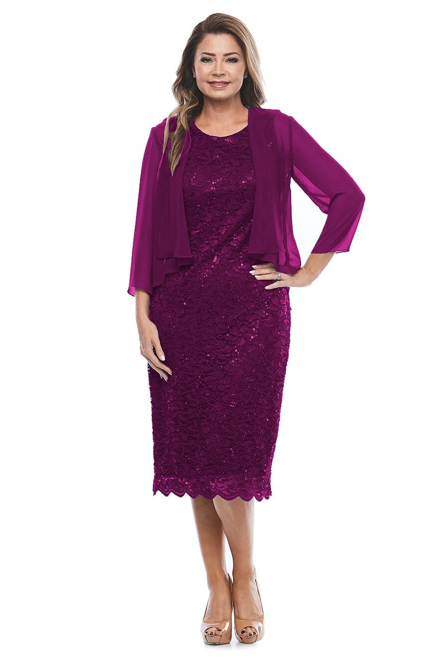 Jesse Harper Sequin Dress & Bolero in Mulberry JH0097