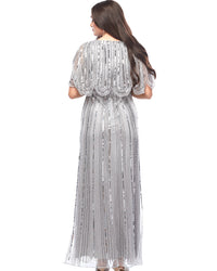 Jesse Harper Beaded Gown in Ash Silver JH0581