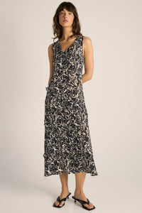 Fate + Becker JADE Ruffle Dress in Black Floral Animal