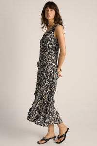 Fate + Becker JADE Ruffle Dress in Black Floral Animal