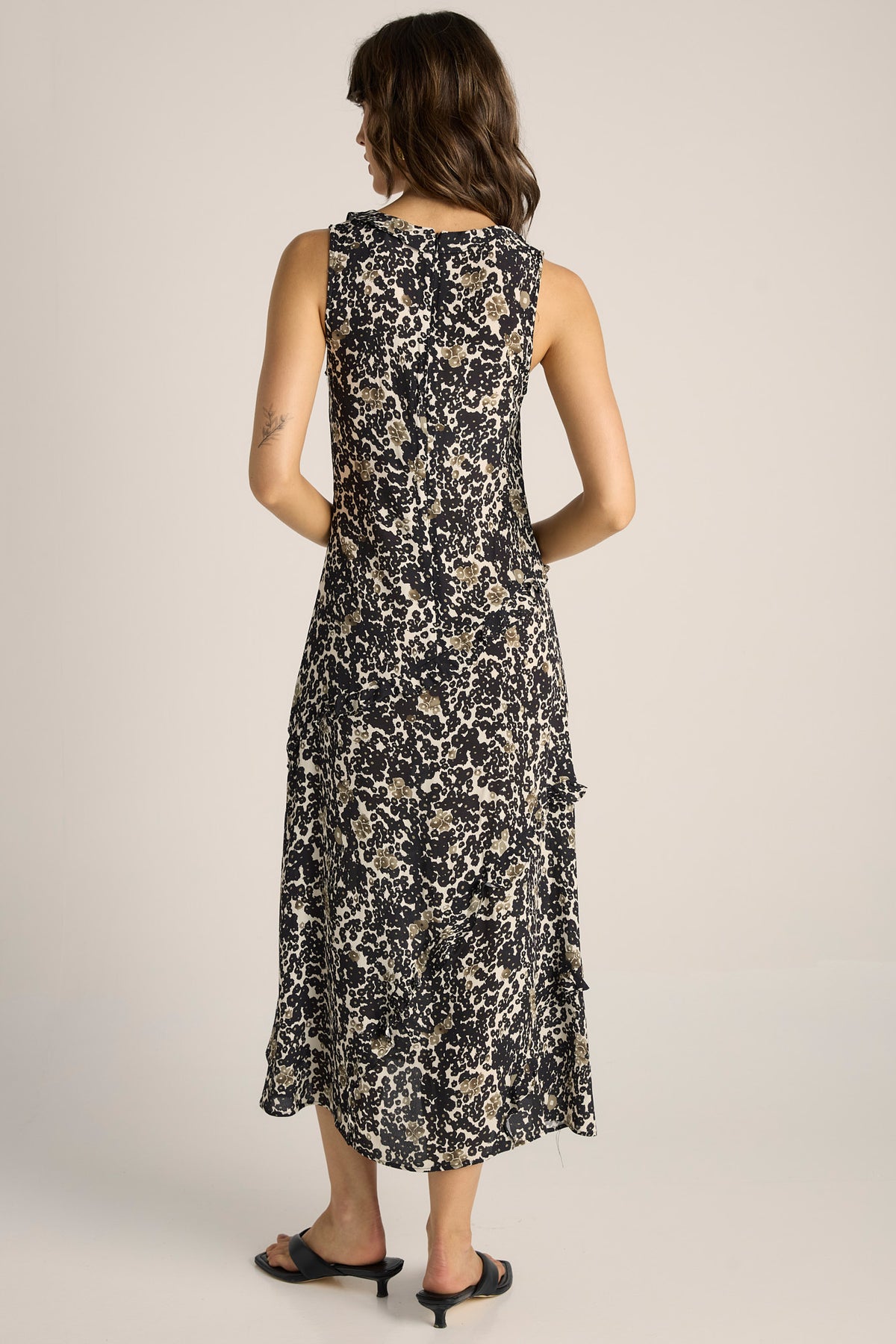 Fate + Becker JADE Ruffle Dress in Black Floral Animal
