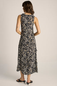 Fate + Becker JADE Ruffle Dress in Black Floral Animal