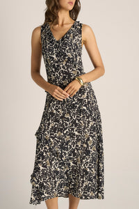 Fate + Becker JADE Ruffle Dress in Black Floral Animal