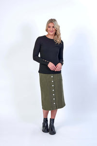 Knewe Virgo Ribbed Top in Black
