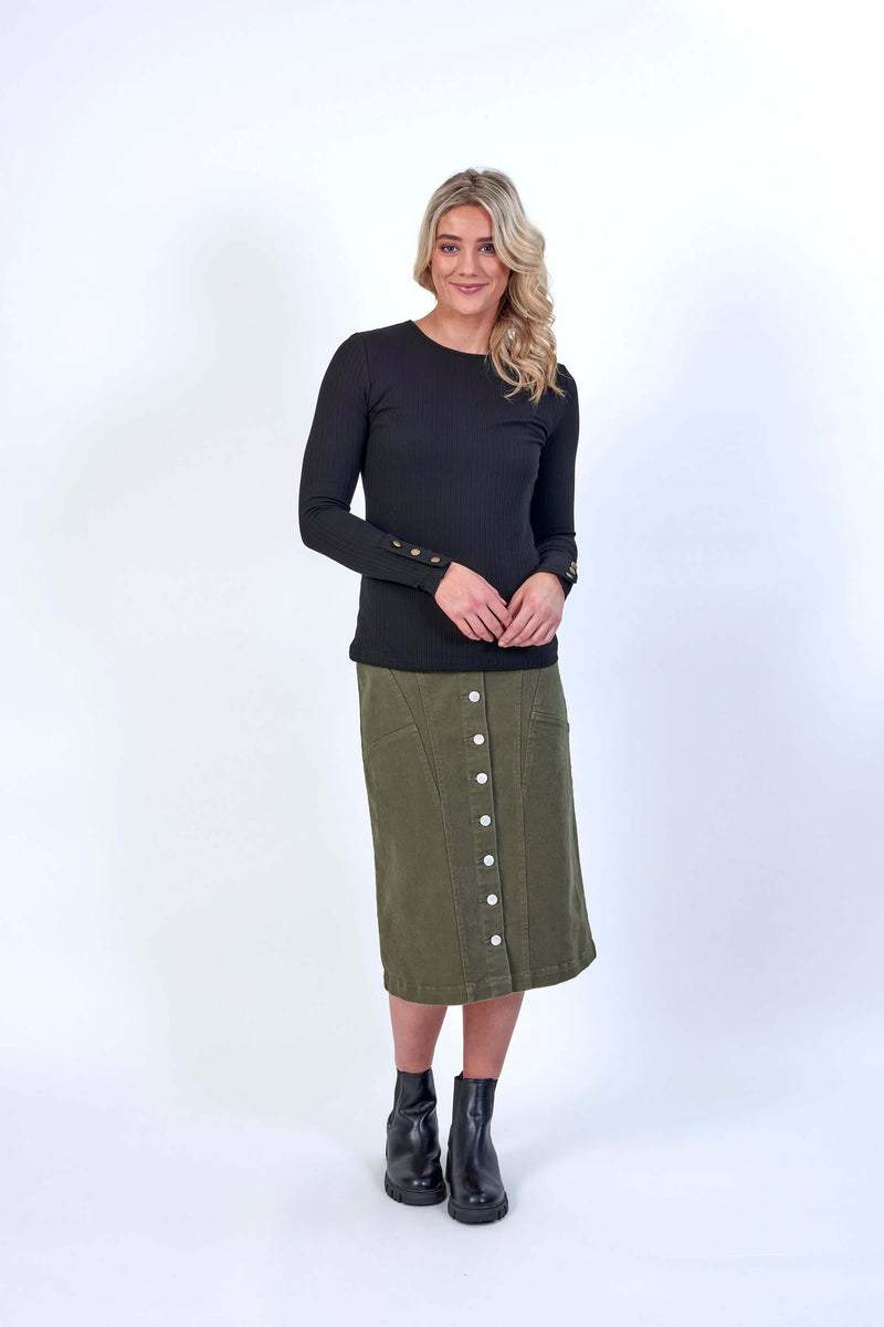 Knewe Virgo Ribbed Top in Black