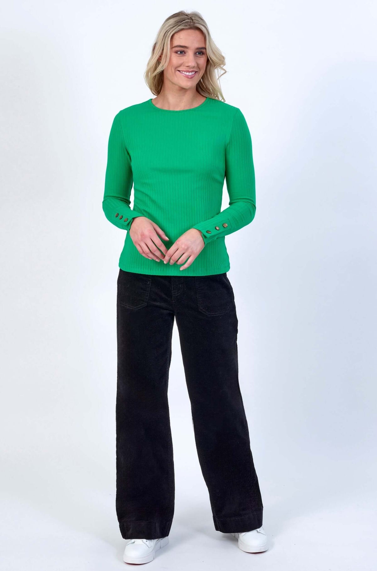 Knewe Virgo Ribbed Top in Kermit Green