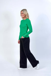 Knewe Virgo Ribbed Top in Kermit Green