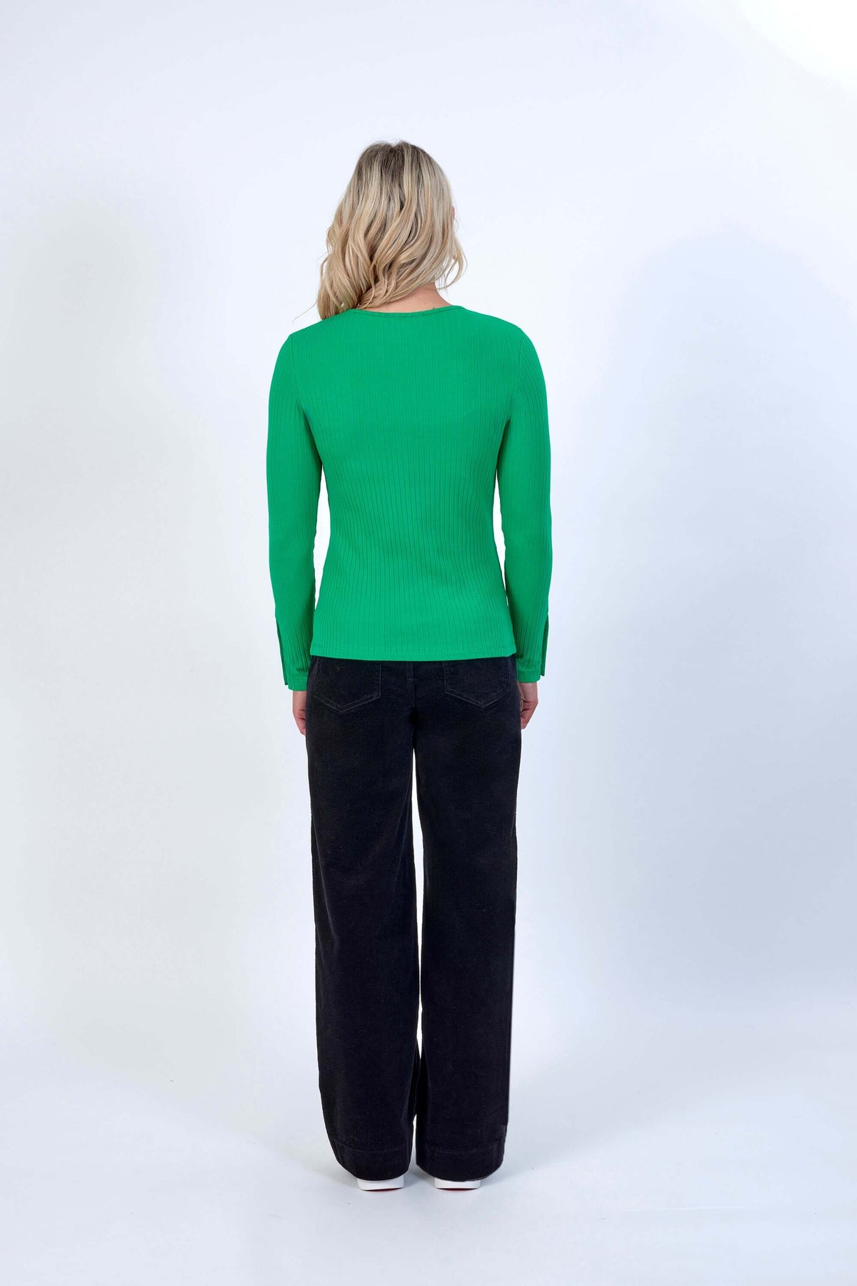 Knewe Virgo Ribbed Top in Kermit Green