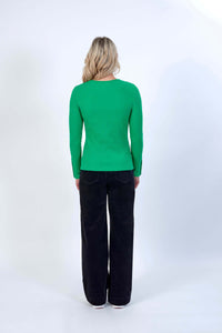 Knewe Virgo Ribbed Top in Kermit Green