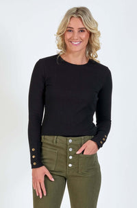 Knewe Virgo Ribbed Top in Black