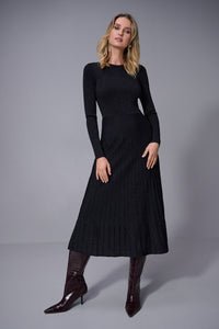 Joseph Ribkoff Fit & Flare Knit Dress in Black Glimmer 253987