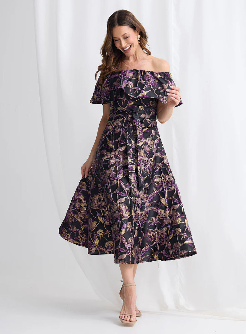Trellis Lane KILLARA Dress in Black Gold Plum